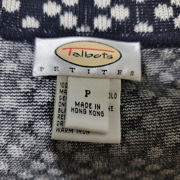 Talbots Petites Black and White Knit  Sweater Women's Size P - Picture 7 of 9